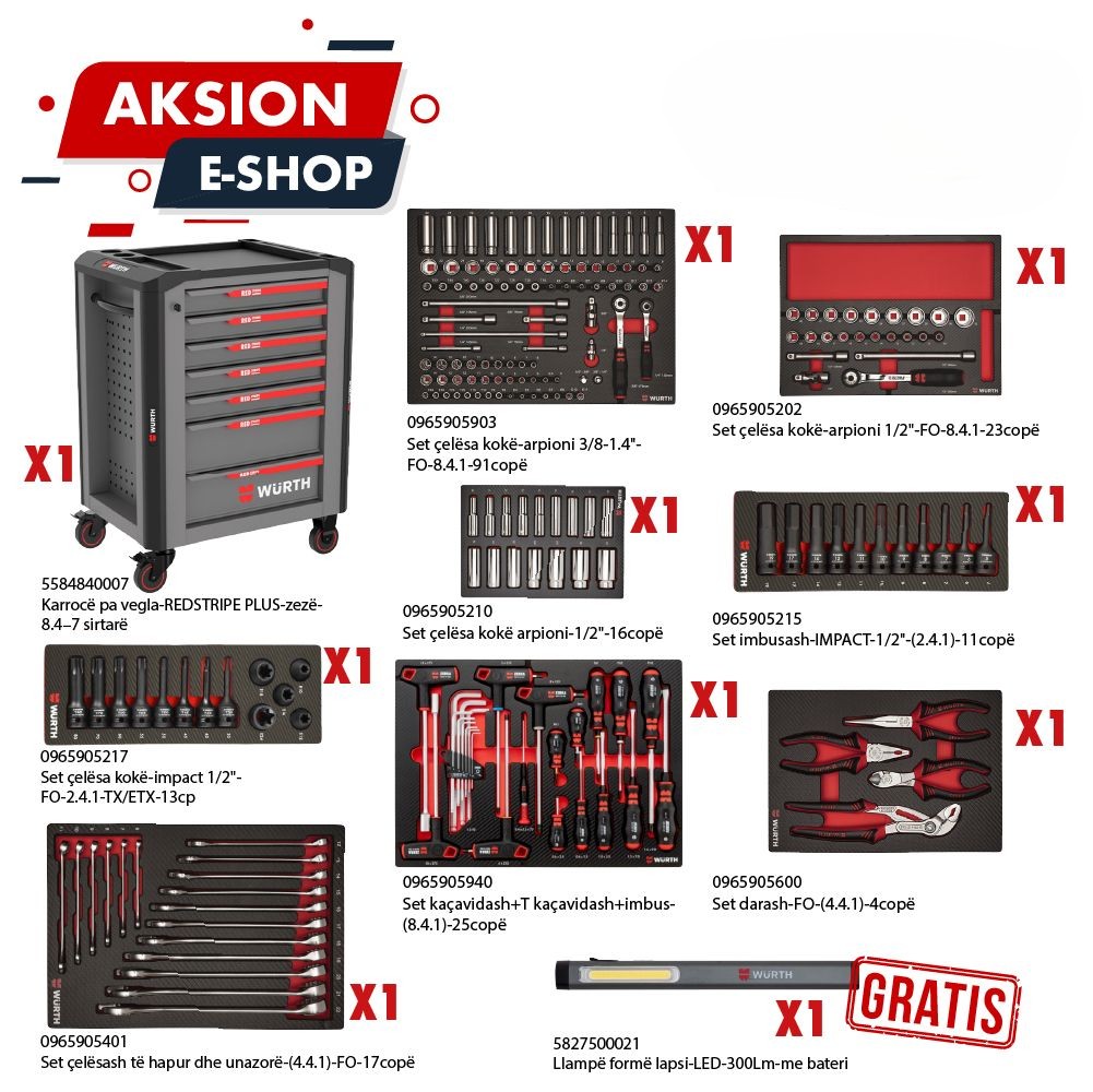 KARROCË REDSTRIPE PLUS + SETE VEGLASH PROFESIONALE