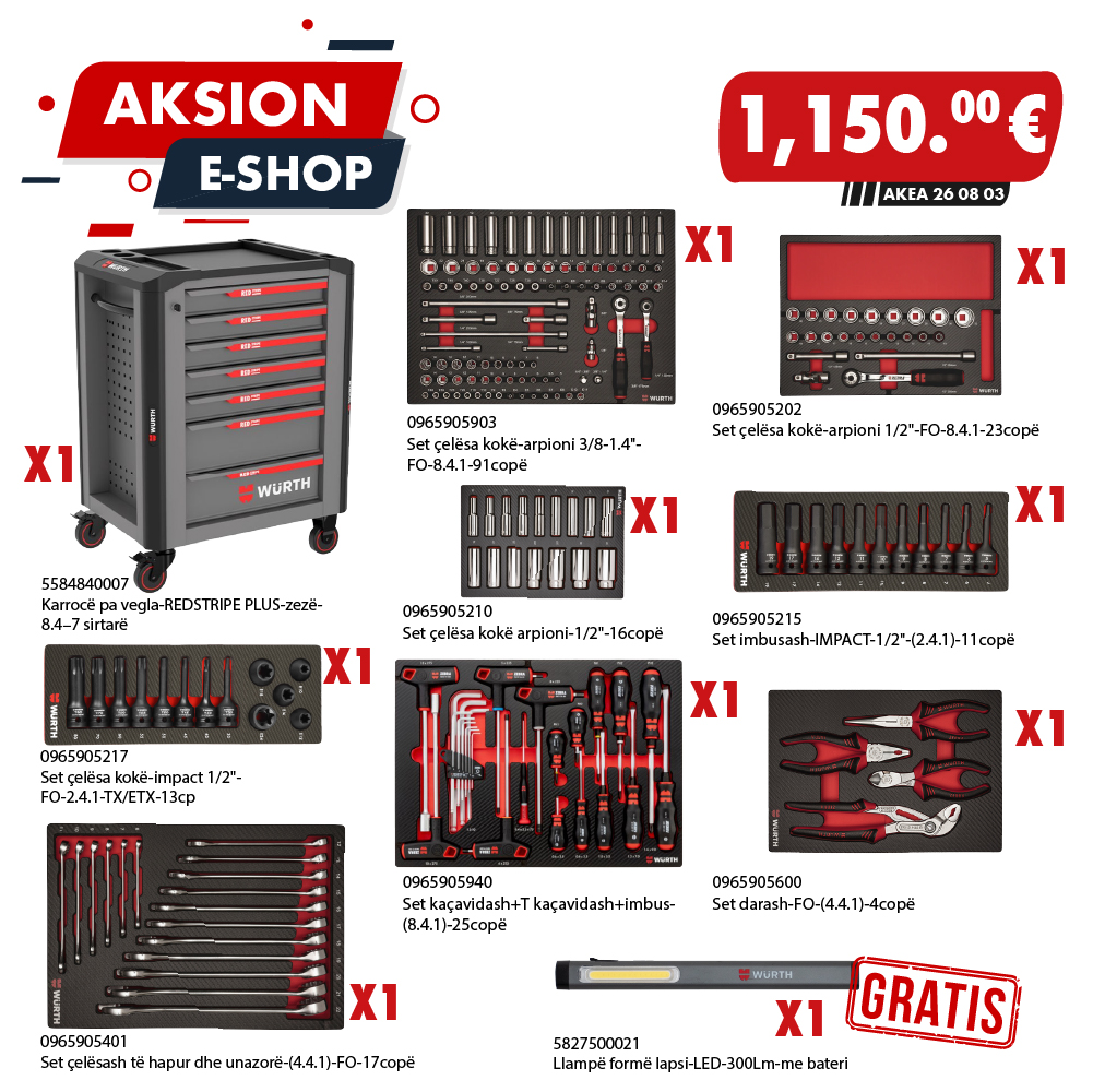 KARROCË REDSTRIPE PLUS + SETE VEGLASH PROFESIONALE
