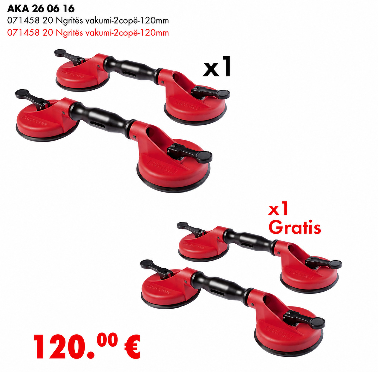 Ngritës vakumi 2 copë 120mm - x1 GRATIS