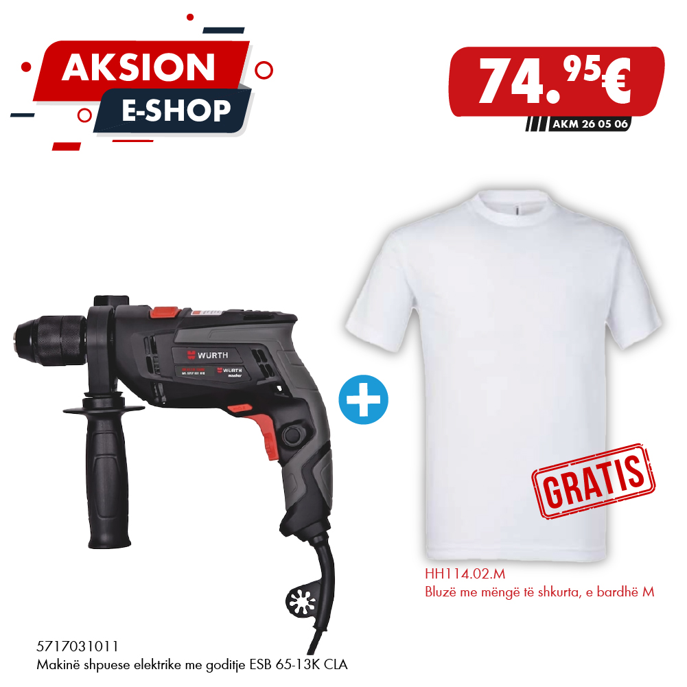 Makinë Shpuese me Goditje + Bluzë GRATIS